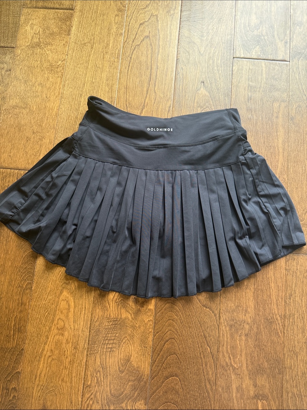 Gold Hinge Black Pleated Skort